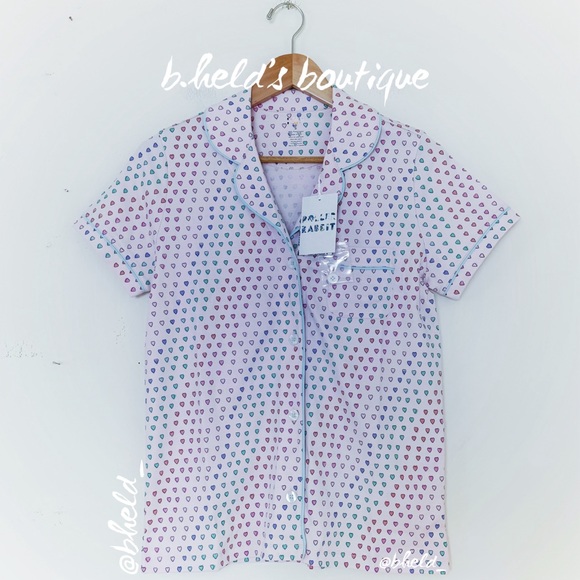 Roller Rabbit Disco Hearts Polo Pajamas in Lilac Size Small S Brand New NWT - Picture 3 of 14